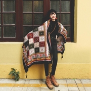 毛毯式大披肩围巾波西米亚风披肩毯子外搭时尚洋气秋款名族风秋天