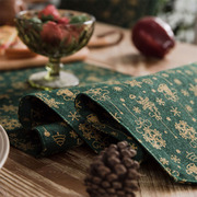 美式圣诞节桌旗棉麻布艺桌垫加厚餐布欧式桌布餐垫复古桌布布料