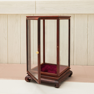 红木古董观音佛像，奇玉石摆件底座宝笼玻璃罩，展示盒柜防尘罩子定制
