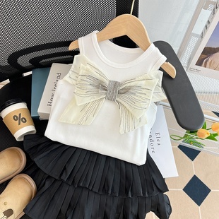 女童时尚套装洋气时髦裙子2024夏季中童韩版背心儿童短裙两件