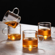 耐热玻璃品茗杯花茶杯，手工带把透明茶，杯子家用功夫茶具120ml