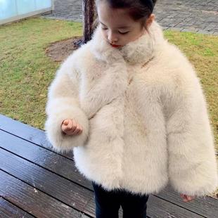 女童冬装外套女孩小宝宝棉衣，保暖洋气高级感气质仿狐狸，毛皮草(毛皮草)韩版