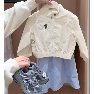 韩国童装女童外套春秋款，2024洋气女宝宝，刺绣时尚儿童韩版夹克