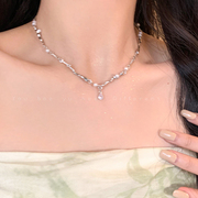 闪闪珍珠锆石拼接项链女小众气质精致高级感手链锁骨链轻奢毛衣链