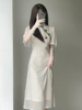 白色雪纺绣花旗袍2023夏季新中式，年轻款少女，连衣裙气质素雅高级感