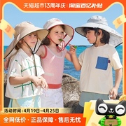 kk树儿童防晒帽夏季防紫外线遮阳帽男童，女童太阳帽沙滩大帽檐