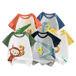 休闲运动韩版童装夏季男 孩短袖T恤儿童服装打底衫