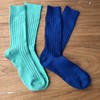 外贸男士袜子双针绅士蓝色竖条纹纯棉秋季男袜绿色中筒吸汗透气
