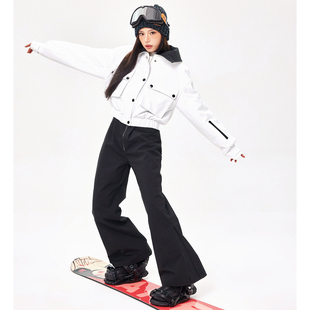清货折外套smoodxmiura撞色夹棉高领滑雪服，拉链背带滑雪裤
