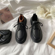 蒂乐奇（DILEQI）有鞋带绑带正装女生皮鞋上班鞋初中学生青少女黑