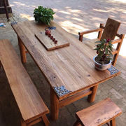 .老榆木门板桌实木桌复古做旧木板茶桌餐桌复古民宿吧台户外