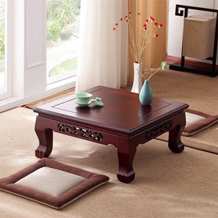 实木雕花飘窗桌欧式榻榻米茶几现代简约炕桌矮桌和室几地台桌