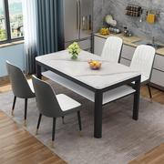 钢化玻璃餐桌家用小户型现代简约餐桌椅组合双层长方形吃饭桌子