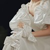 新娘结婚手套珍珠白色蝴蝶结缎面婚纱礼服短款婚礼影楼造型拍照女