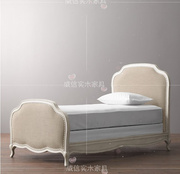法式儿童床实木床，1.2米单人床美式乡村，复古白色女孩床公主床1.5