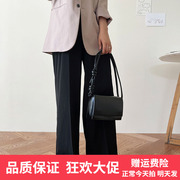 女士单肩包 韩版时尚手提包 源头纯色PU皮包 黑色斜挎包