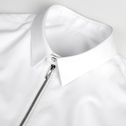 muslun纯色免烫的个性拉链宽松休闲长袖白衬衣(白衬衣)