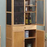 厨房碗橱多层收纳家用储物柜碗柜子简易厨柜实竹木经济型微波炉柜
