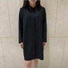 yun韫2023秋季女装翻领，阔型单排扣九分袖连衣裙，长外套女2992