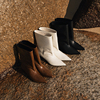 ALEXSARA原创系列 2023秋冬 尖头矮跟复古宽筒靴真皮矮筒靴子