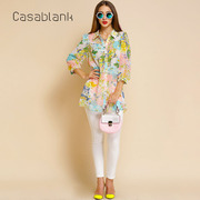 casablank卡莎布兰卡秋装，女印花长款雪纺长袖衬衫c15303009