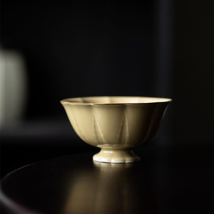 定窑黄丨葵花茶杯陶瓷，功夫品茗茶杯泡茶碗，主人单杯家用茶盏