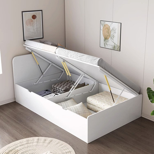 高箱单人床储物收纳侧翻床小户型儿童床一米二简约现代轻奢定制