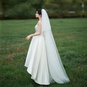 双层四层新娘拖地长头纱，3米1.5米长白色，超长拖尾主婚纱配饰带发梳