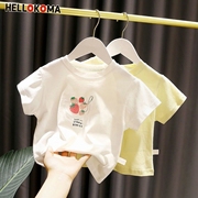 1-5岁女女婴儿夏装女童弹宝宝，可爱简约印花上衣，力纯棉短袖t恤