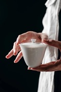 白玉瓷盖碗茶杯茶碗，白瓷简约日式手工泡茶功夫，茶具整套茶具陶瓷