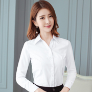 白色衬衫女长袖春夏工作服正装，工装短袖条纹，职业装打底黑白衬衣寸