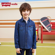 Levi's李维斯儿童装2024春季男童女童经典牛仔长袖中大童衬衫