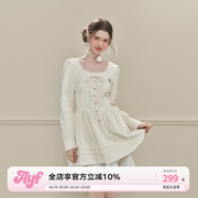 AYF玫瑰花长袖连衣裙 原创小众设计感法式复古修身长袖连衣裙
