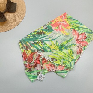 雪纺丝巾长方形比基尼外罩花卉围巾沙滩韩版中青年防晒薄夏季