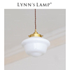 Lynn's立意 日式复古奶白色小吊灯 床头阳台黄铜过道玻璃玄关吊灯