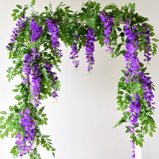 仿真紫藤花装饰花假花，藤条吊顶藤蔓吊花塑料，花串绿植空调管道遮挡