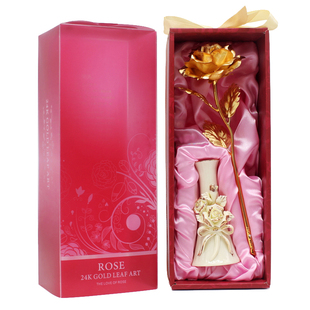 金玫瑰(金玫瑰)24k金箔玫瑰花，创意情人节礼物送女生女友老婆的生日礼物