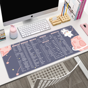 快捷键鼠标垫超大女生可爱笔记本电脑垫粉色学习卡通键盘办公桌垫