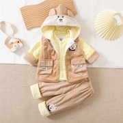 男女宝宝衣服秋冬装婴儿，棉袄加厚0-1-2周岁，外穿灯芯绒马甲三件套