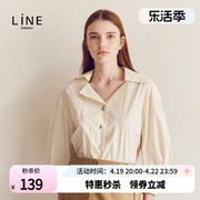 line女装韩国商场同款秋季纯色V领七分袖衬衫AWBLLC0600