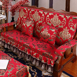 实木沙发垫带靠背连体新中式红木沙发坐垫木质椅垫子高密度海绵垫
