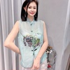 国风复古刺绣花真丝桑蚕丝，马夹女春夏高端洋气，无袖坎肩欧根纱马甲