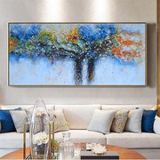 手绘油画生命树现代简约入户玄关装饰画竖版走廊过道客厅有框挂画
