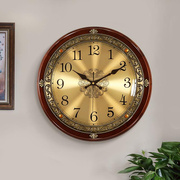 欧式家用实木复古挂钟客厅时钟，美式轻奢卧室挂表挂墙大气石英钟表