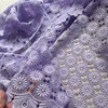 彩色牛奶丝重工紫色小花，水溶蕾丝面料，立体绣花旗袍半身裙服装布料