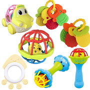 儿童宝宝手抓球摇铃健身软胶手摇铃 鱼串牙胶婴幼儿0-1岁益智玩具