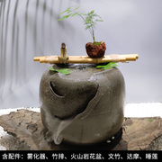 定制大号日式庭院循环流水陶罐摆件，室内阳台花园禅意，石头水(石头水)钵水景