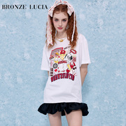 Bronze Lucia棒球少年t恤女2024短袖夏季纯棉半袖白色小众潮