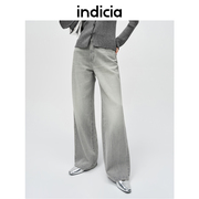 indicia标记商场同款24年春季宽腰头复古牛仔裤6A401NK045C