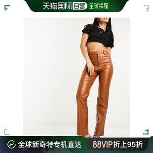 香港直邮潮奢bardot女士，pu褐色裤子